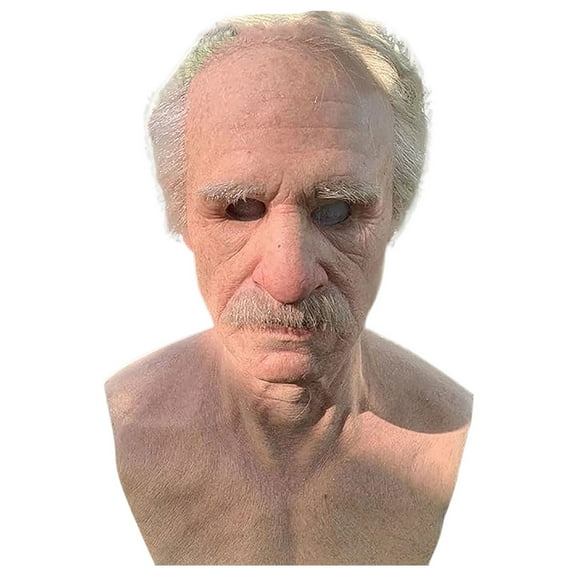 Realistic Old Man Mask Latex Mask Human Wrinkle Face Mask For Halloween Cosplay Party Costume Masquerade Props White 38.5x27x21.5cm