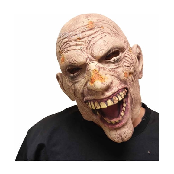 Realistic Witch Latex Mask with Hair for Halloween Beige1 1pc