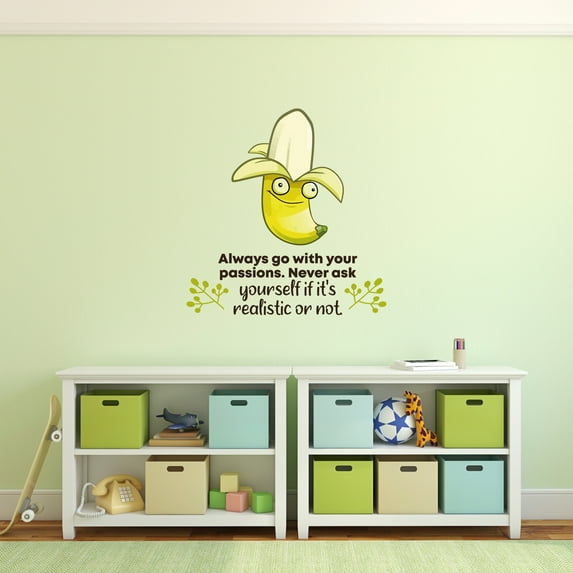 Realistic Or Not Banana Fruit Quote Cartoon Quotes Decors Wall Sticker Art Design Decal for Girls Boys Kids Room Bedroom Nursery Kindergarten Home Decor Stickers Wall Art Vinyl Decoration (10x8 inch)