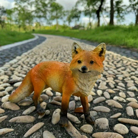 Realistic Orange-Brown Fox Statue - Durable Resin Wildlife Decor for Garden/Patio - Indoor/Outdoor Use - No Batteries Needed - Nature-Themed Gift