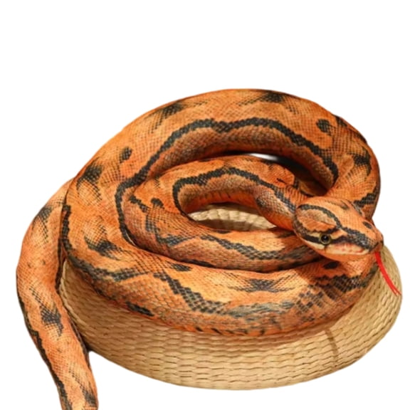 Realistic Orange Python Plush Toy, Lifelike Red Tail Boa Stuffed Animal, Simulation Reptile Plushie for Prank, Halloween Decor & Gift, Soft Cuddly Giant Snake Plush