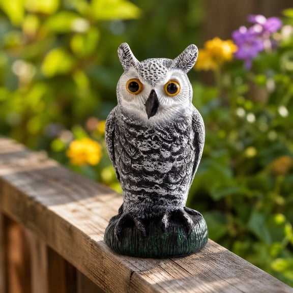 Realistic Owl Decoy Bird Scare Statue Outdoor Garden Yard Decoration Fake Owl Figure Anti Bird Deterrent Plastic Animal Figurine Porch Roof Tree Farm Patio Decor Display
