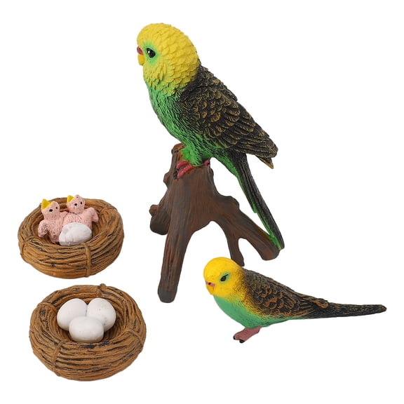 Realistic Parrot Growth Cycle Figurine Set, 4 Pcs Educational Simulated Bird Animal Model Figures for Home, Office, and Party Decoration (6.3 inches / 16 cm)