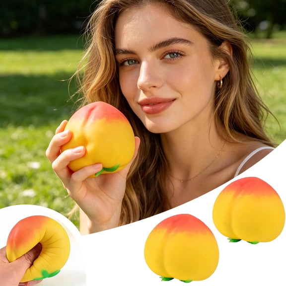 Realistic Peach Stress Relief Squeeze Ball Soft Slow Rising Foam Fruit Shape Desk Squeeze Stress Relief Office Home Anxiety Relief Desktop Decor Ornament Gift for Women Colleague