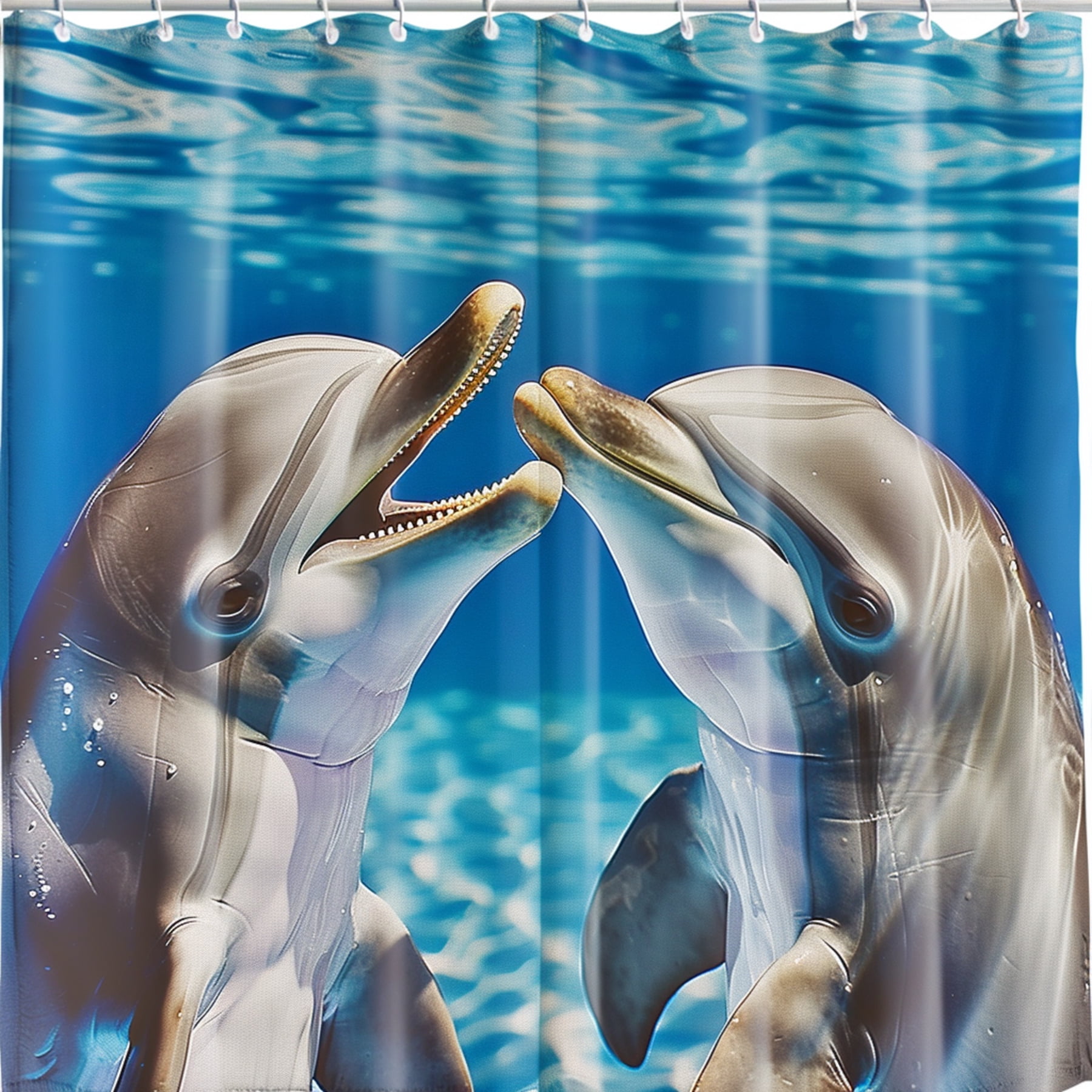 Realistic Photo of Two Dolphins Kissing on Hind Legs Clear Blue ...