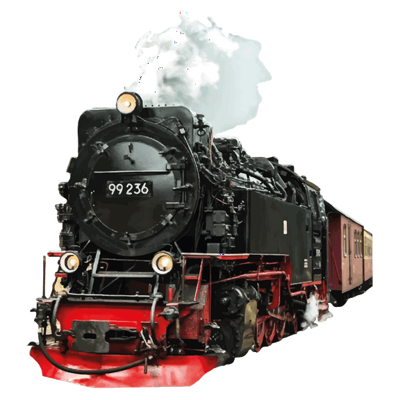 Very Realistic Picture Art Design of a Train on a Railway Track Vinyl Wall Decal - Vintage Old Coal Black Train with Plate Number in Front with Real Smoke for Living Room Wall Decoration - 20" x 22"