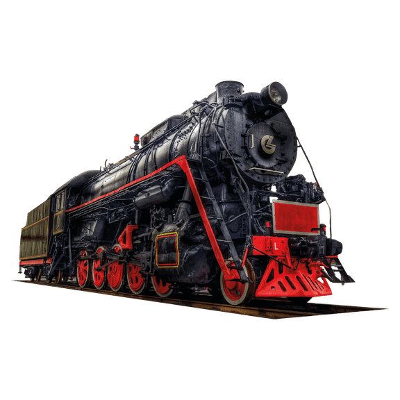 Very Realistic Picture Perfect Art Design of a Train on a Railway Track Vinyl Wall Decal - Vintage Old Coal Black Train with Real Smoke for Living Room Wall Decoration - 20" x 32"