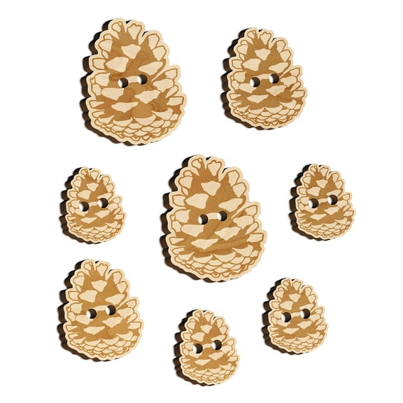 Realistic Pinecone Pine Cone Wood Buttons for Crochet Knitting Sewing DIY Craft - 0.75 Inch Small (12pcs)