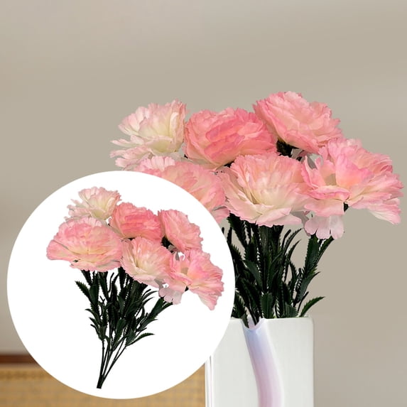 Realistic Pink Artificial Carnation Flowers, 7 Head Silk Bouquet for Home Decor, 41cm Faux Plants for Wedding Centerpieces, Table Vases, and Outdoor Use