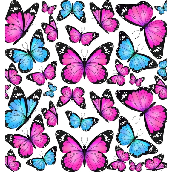 TNCT Realistic Pink & Blue Butterfly Pattern Edible Image Chocolate Transfer Sheet, Multicolor