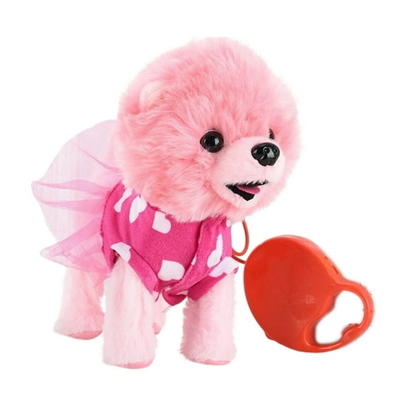 Realistic Pink Pomeranian interactive Electronic Pet toys, Remote Control Leash-Enabled Animated Puppy with Voice-Repeating, Song-Singing Functions, Playful Companion toys for