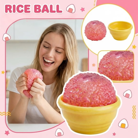 Realistic Pink Rice Ball Squishy Doll, Squishy Stress Relief Dolls, Super Soft Silicone Sensory Fidget Dolls, Hand Pinching Decompression Dolls, Slow Rising Stress Reliever