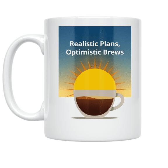 Realistic Plans Optimistic Brews - Coffee Enthusiast - 11 oz Ceramic Coffee Mug