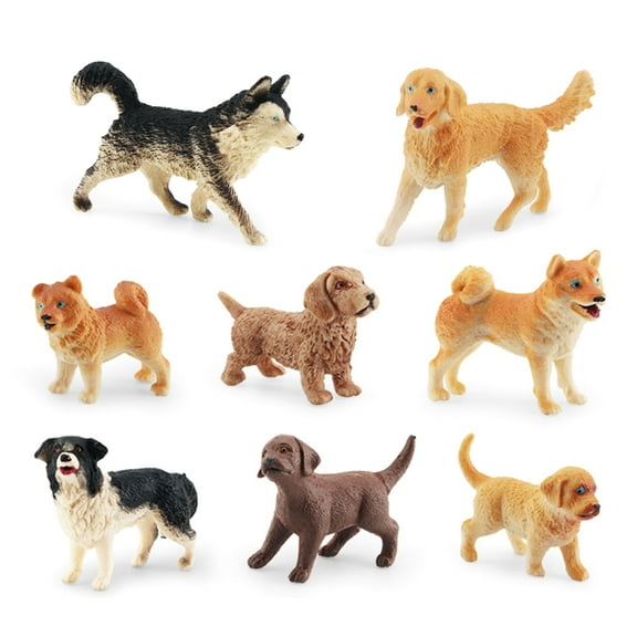 Realistic Plastic Puppy Figures Playset, Hand Painted Miniature Dog Toys