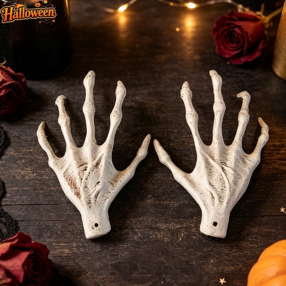 Realistic Plastic Skeleton Hands Halloween Decor, Witch Claw Undead Ghost Hand Ornaments, Spooky DIY Wreath Garland Accessories for Yard Wall Tabletop Halloween Indoor Outdoor Decoration Supplies
