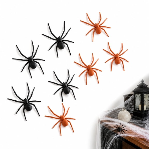 Realistic Plastic Spiders, 10Pcs 3inch, Fake Spiders, Magnetic Small Spider Toys, Prank Props for Home Party Decorations(Black, Brown)