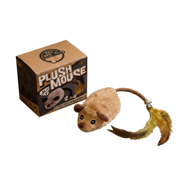Realistic Plush Mouse Cat Toy, Moving Simulation Rat with Built-in Motor for Chase and Pounce, Interactive Kicker for Indoor Cats, Yellow+2.4G