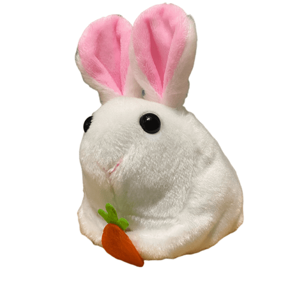 Realistic Plush Rabbit Wind-Up Toy with Pull-String Tail Action Wiggling Ears and Hopping Movement Soft Fabric Interactive Pet Figurine for Indoor Home Leisure Play
