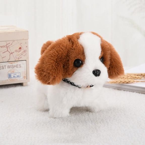 Realistic Plush Toy Puppy Electronic Interactive Pet Dog - Walking, Barking, Tail Wagging, Stretching Companion Animal for Toddler Kids