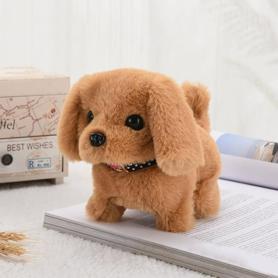 Realistic Plush Toy Puppy Electronic Interactive Pet Dog - Walking, Barking, Tail Wagging, Stretching Companion Animal for Toddler Kids