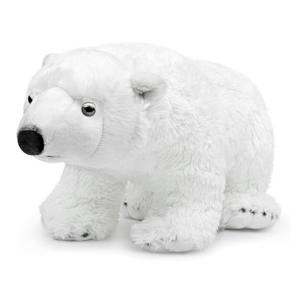 Realistic Polar Bear Stuffed Animal,Soft Bear Plush Toy, Lifelike Animal Toy for Kids,Home Decor,Hugging Toy-White 12"