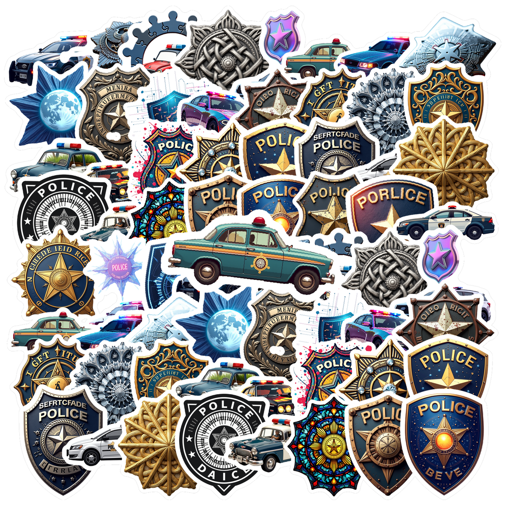 Realistic Police Theme Stickers, Waterproof Police Theme Sticker for ...