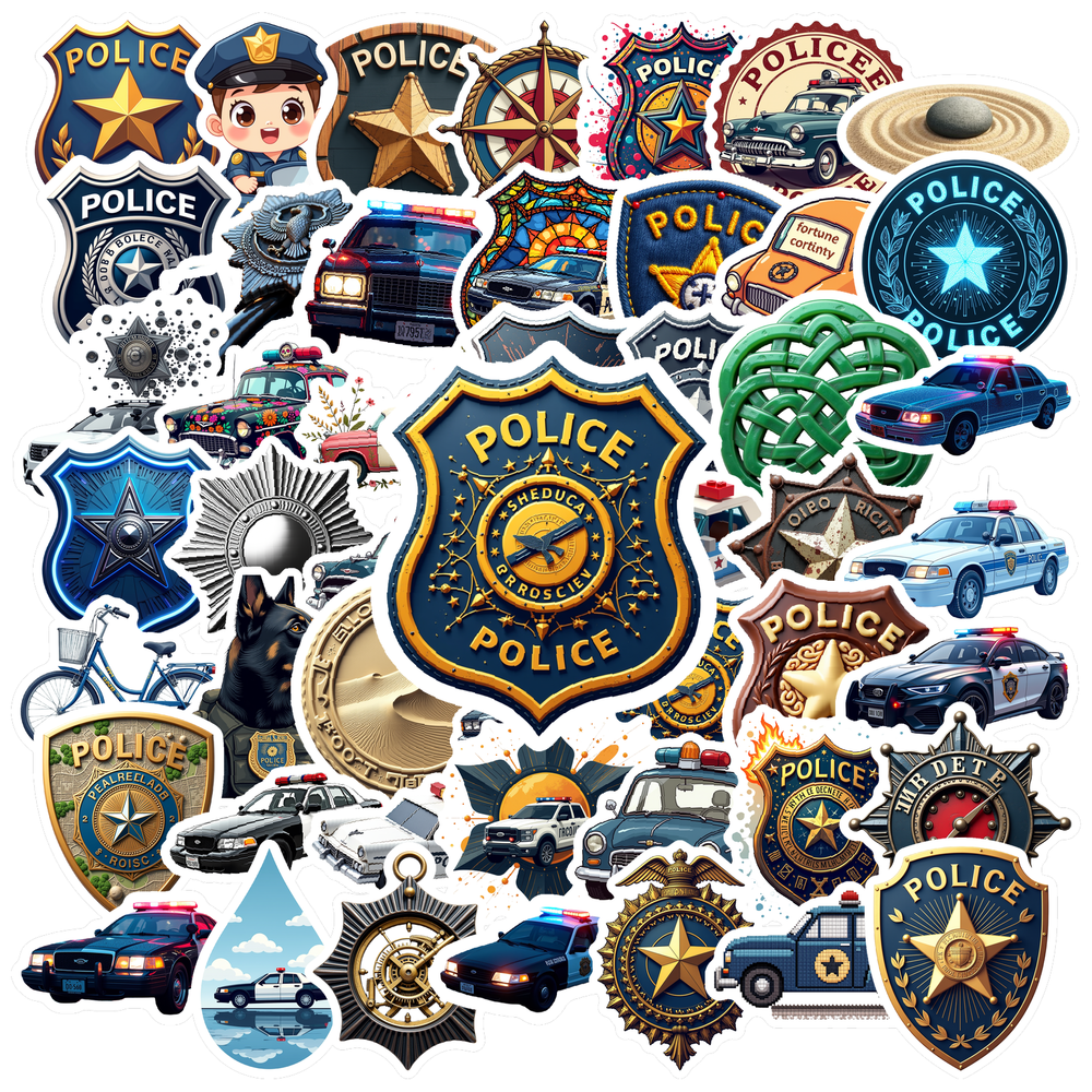 Realistic Police Theme Stickers, Waterproof Police Theme Sticker for ...