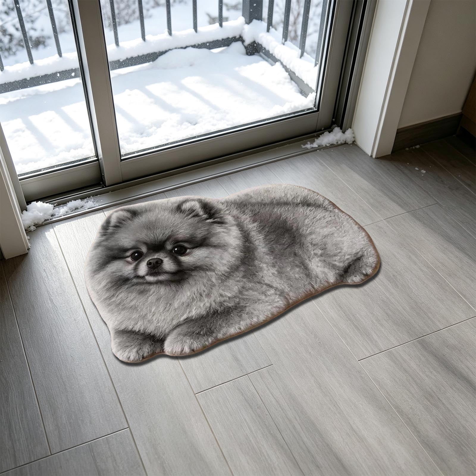 Entry Room Rugs Realistic Pomeranian Shaped Rug, Cute Animal Floor Mat, Decorative ...