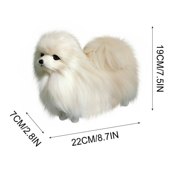 Realistic Pomeranian Stuffed Dog Plush Toy Cute Simulation Pets Fluffy Baby Dolls Puppy Home Decor Animal Model Gifts Children (White,9 inch)