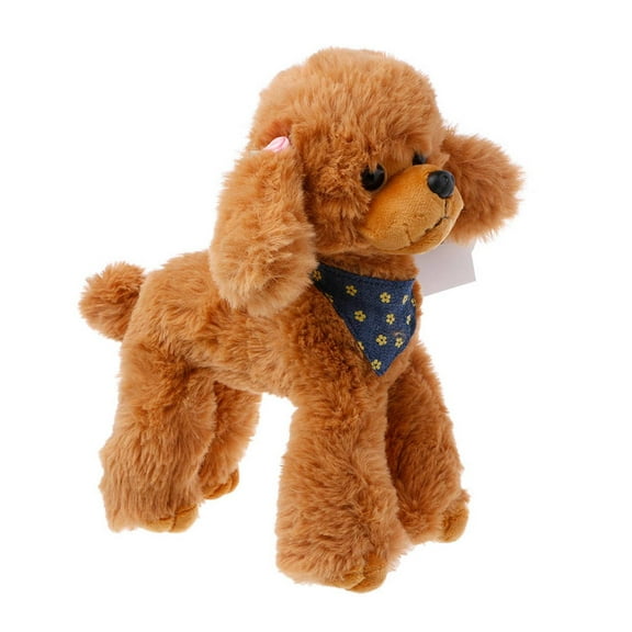 Realistic Poodle Stuffed Animal Toy Lifelike Puppy Doll for Kids with Soft Scarf Adorable