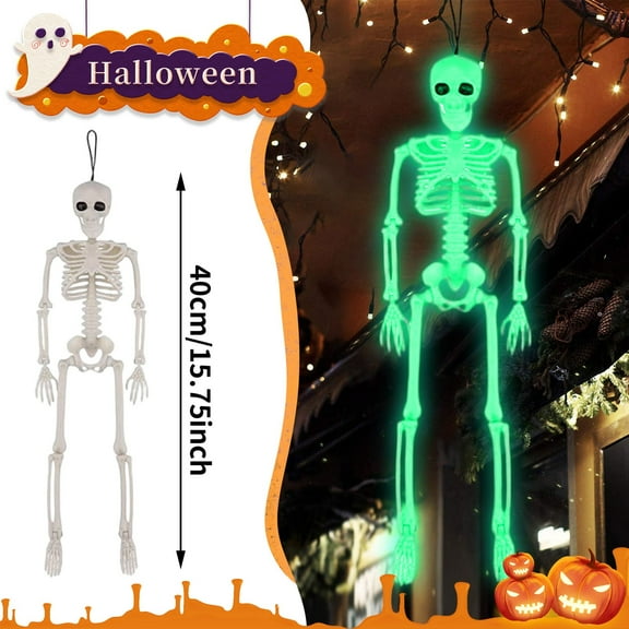 Realistic Posable 40Cm Halloween Skeleton Prop - Haunted House Escape Room Bar Decor, Yard Tree Hanging Ornament for Spooky Festive Vibe