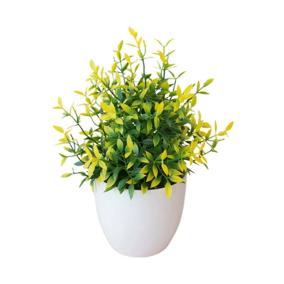 Realistic Potted Greenery with 17 Green Ice Leaves for Home Desk Indoor Decoration