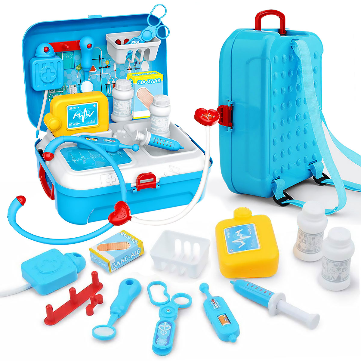 Realistic Pretend Doctor Playset 17 Pcs, Toy Doctor Kit with