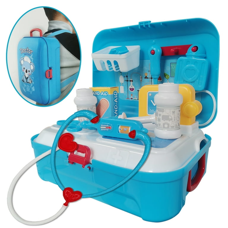 Realistic Pretend Doctor Playset 17 Pcs Toy Doctor Kit with Stethoscope Educational Toy Doctor Play Kit for Kids Girls Boys 3 4 5 6 7 Years Old