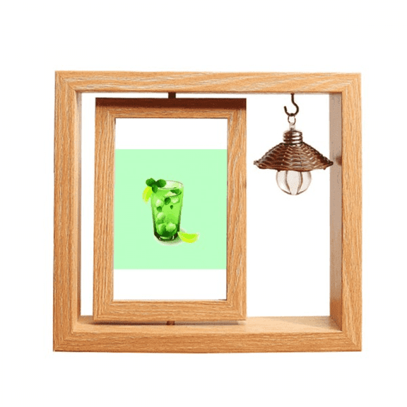 Realistic Pretty Pictures Fruit Cider Wooden Rotating Picture Photo Frame 4x6