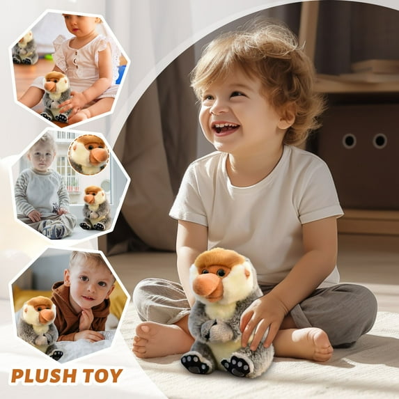 Realistic Proboscis Monkey Plush Toy - Gray Without Magnets, Soft Stuffed Animal With Lifelike Appearance And Cuddly Design - For , Toddlers, Animal Lovers, Nursery Decor,