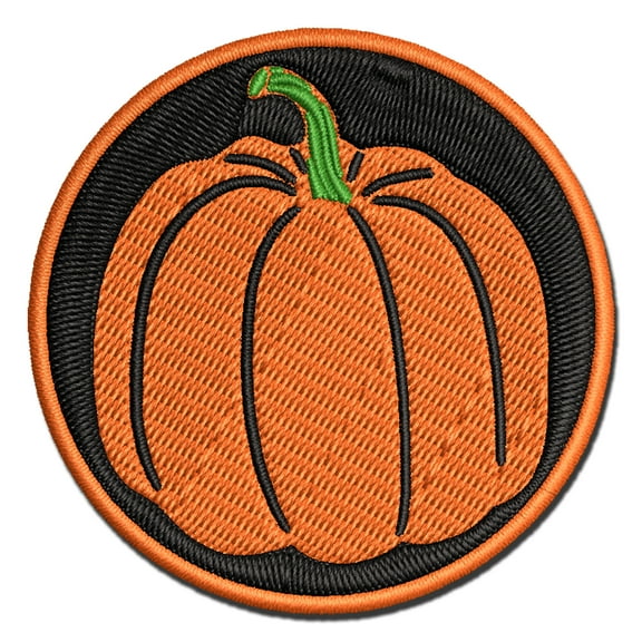 Realistic Pumpkin Fall Thanksgiving Halloween Applique Multi-Color Embroidered Iron-On Patch - 2.5 Inch Small