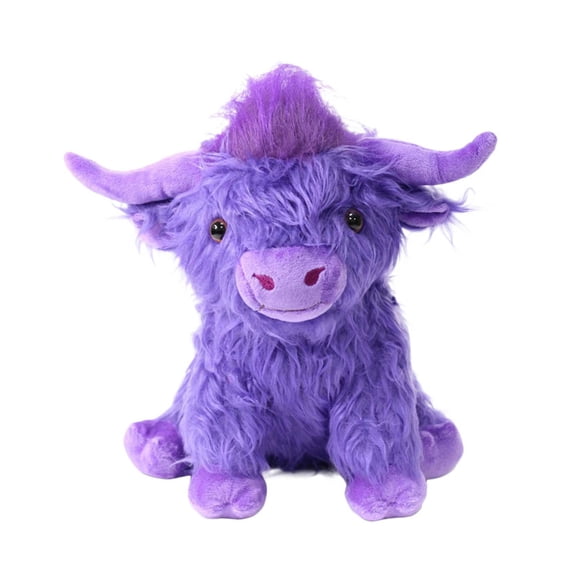 Realistic Purple Highland Cow Plush Doll: Adorable Stuffed Animal Toy with Detailed Features, Perfect Farm Themed Gift for Kids and Animal Lovers