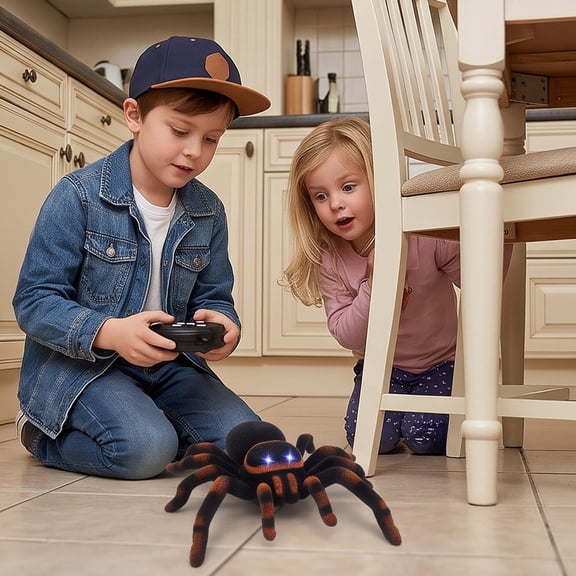 Realistic RC Tarantula Spider Toy With Glowing Eyes Remote Control Prank Prop For Halloween Party Jokes 9.4 Inch