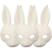 Realistic Rabbit Mask,3Pcs Half Face Bunny Mask,DIY Blank Masks Craft,Easter Funny Animal White Bunny Masks Fancy Dress for Halloween Carnival Costume Party,DIY Easter Rabbit Costume