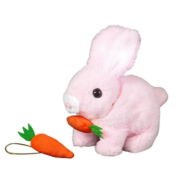 Realistic Rabbit Plush Toy Handmade Easter Bunny with Jumping Twitching Moving Ears, Lifelike Animal Stuffed Rabbit for Easter Basket Stuffers Spring Decor Home Decorations