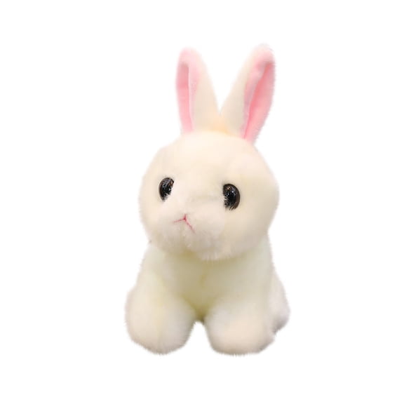 Realistic Rabbit Plush Toy Soft Lifelike Bunny Stuffed Animal, Cute Easter Mascot Figurine for Bedroom Living Room Shelf