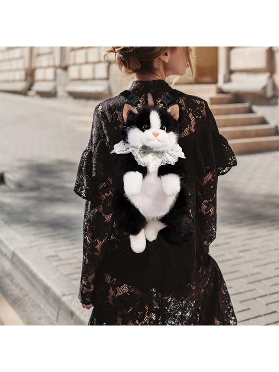 Realistic Ragdoll Cat Stuffed Animal Backpack Cat Backpack Plush Toy Cute Handcrafted Cat-Shaped Bag Stuffed Animals Backpack for Women Casual Backpack for & Cat Lovers