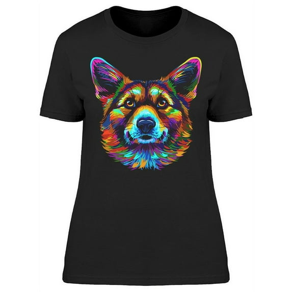 Realistic Rainbow Corgi T-Shirt Women -Image by Shutterstock, Female Large
