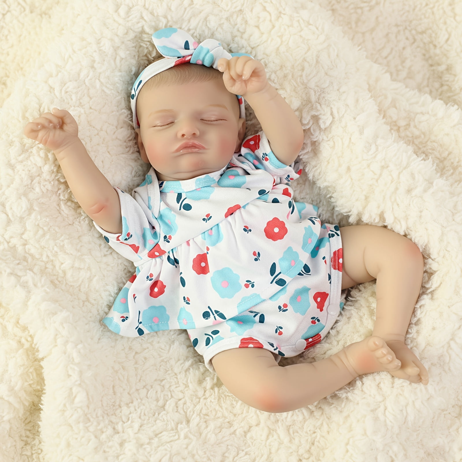 Realistic Reborn Baby Doll, 18 Inch Sleeping Baby Doll, Soft Cloth Body Lifelike Newborn Doll With Feeding Accessories, Baby Doll Toy Gift For Kids Age 3+