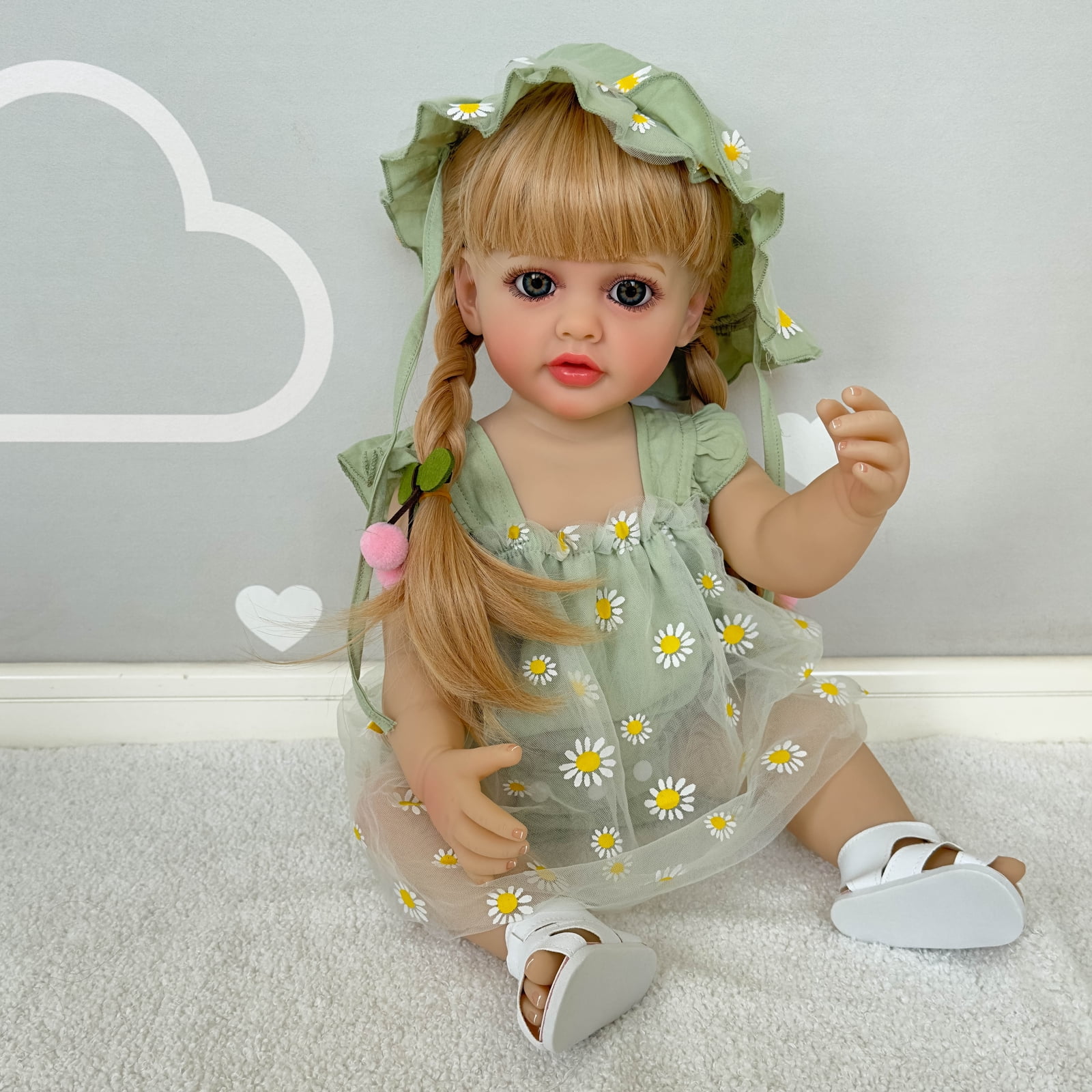 Realistic Reborn Baby Doll Girl - 22 inch Lifelike Handmade Real Life Toddler, Real Baby Feeling, Accessories Set in Gift Box, for Kids Age 3+