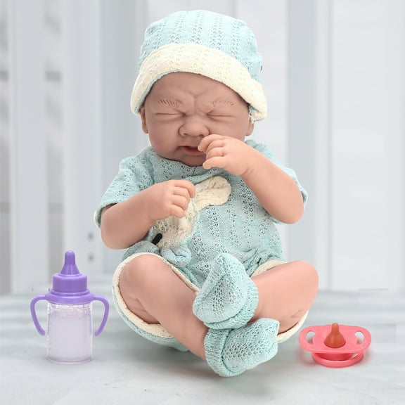 Realistic Reborn Baby Doll Set - 14-Inch Full Vinyl Body, Poseable Baby Boy with Feeding Kit Including Feeding Bottle,Pacifier and Removable Outfits- Toy Figure for Children 3+