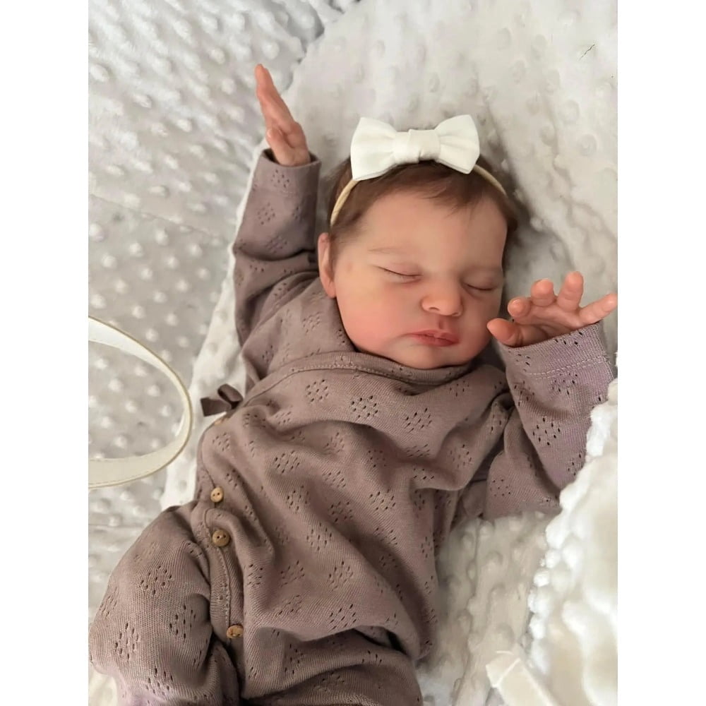 Realistic Reborn Baby Dolls – 18-Inch Real Life Sleeping Newborn Girl, Lifelike Doll with Weighted Soft Body, Handmade Gift Toy with Accessories