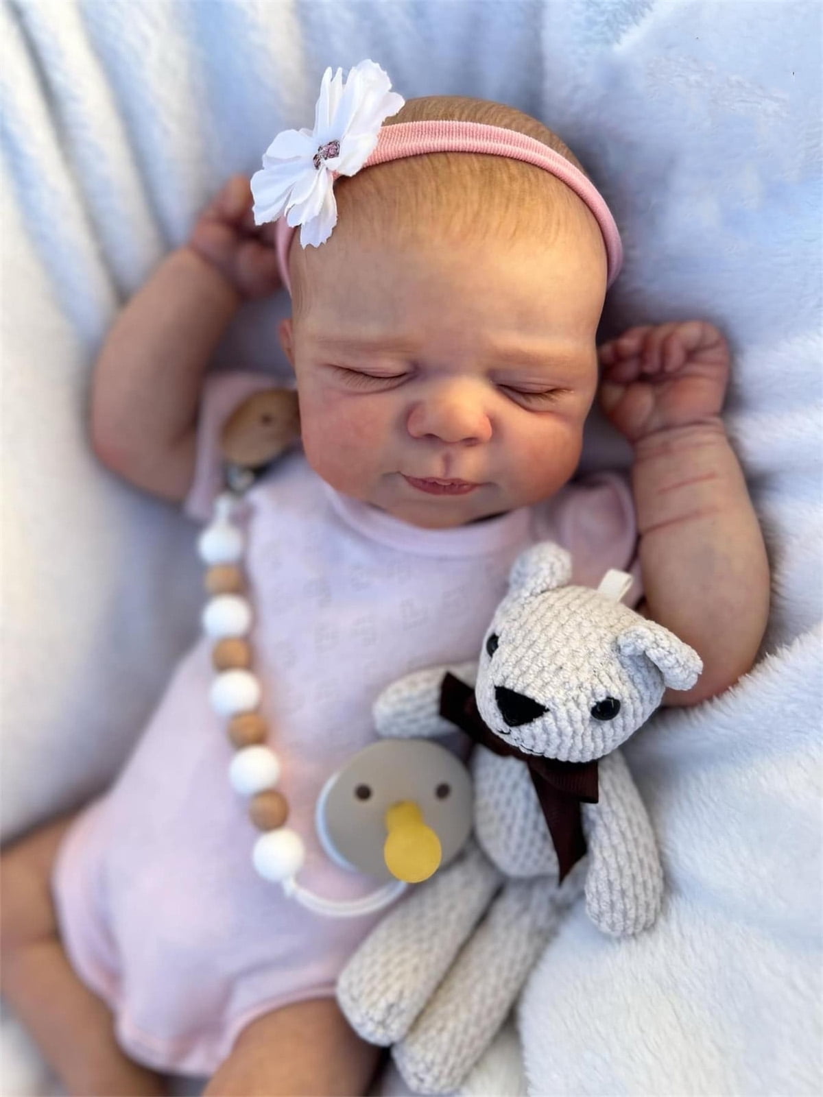 Realistic Reborn Baby Dolls 18 inch Cloth Body Sweet Sleeping Real Life Baby Lifelike Baby Dolls with Outfit & Feeding Toy for Age 3 and Up