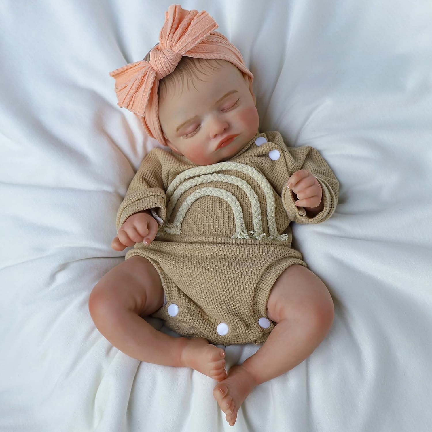 Realistic Reborn Baby Dolls - 18 inch Newborn Baby Sleeping Girl, Cloth Body Poseable Real Life Baby Dolls for Birthday Gift